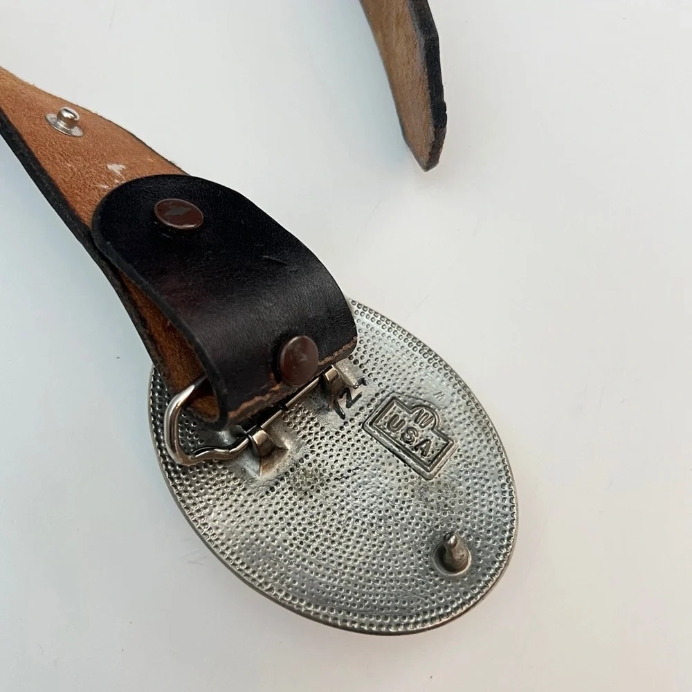 Vintage Al Stohlman Signed Leather Belt with Eagle Buckle